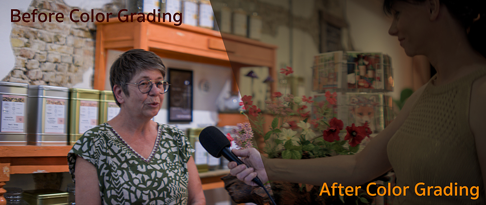 In de Post productie worden de RAW opnamen doormiddel van Color Grading in de juiste tone gebracht