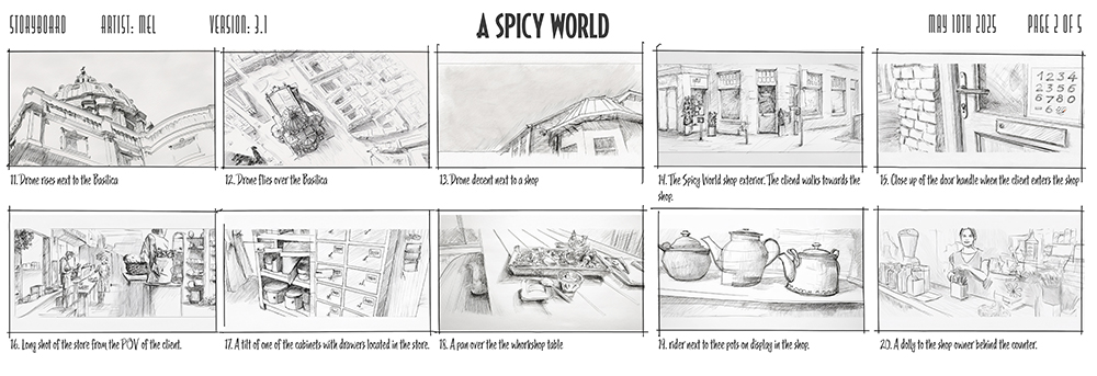 stukje storyboard van de film de Kruidige Wereld